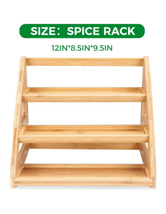 Organizador de especias de bambú MNADSFKJ 3 niveles 30,48x21,59cm 2