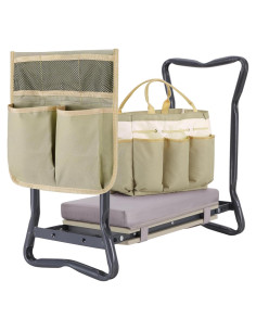 Banco de Jardín Plegable Ohuhu 2-en-1 con Almohadilla y Bolsa