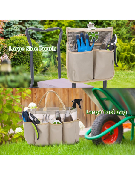 Banco de Jardín Plegable Ohuhu 2-en-1 con Almohadilla y Bolsa