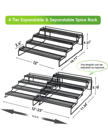 Organizador de especias 4 niveles LUHENPING negro 2 piezas