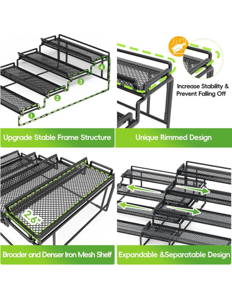 Organizador de especias 4 niveles LUHENPING negro 2 piezas