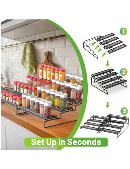 Organizador de especias 4 niveles LUHENPING negro 2 piezas