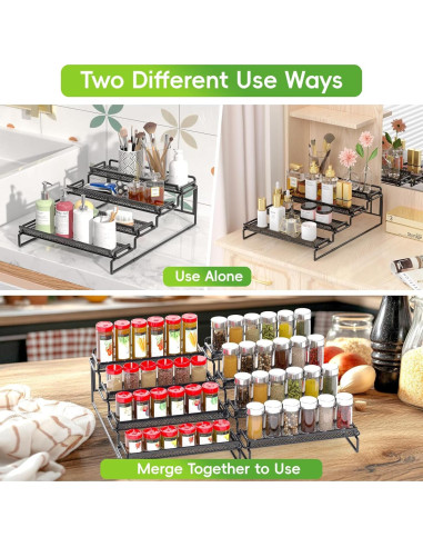Organizador de especias 4 niveles LUHENPING negro 2 piezas