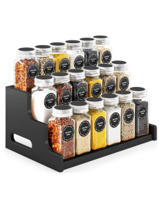 Organizador de especias de bambú JANSNIMEN 3 niveles 18 frascos