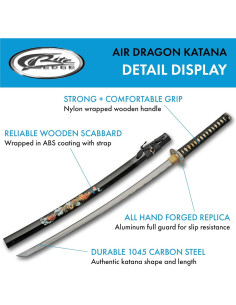 Katana réplica SZCO de acero al carbono 99 cm con funda ABS 2