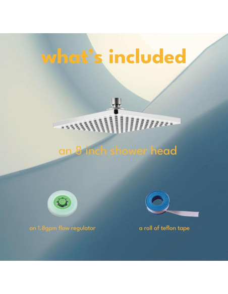 Cabezal de Ducha Fijo 20cm Singing Rain Cuadrado Ajustable