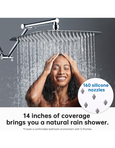 Cabezal de Ducha de Lluvia G-Promise 35 cm Cromo Ajustable