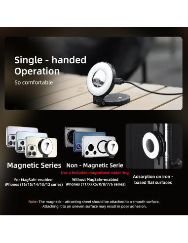 Luz de Selfie Magnética Flymile con Soporte y Espejo Blanco