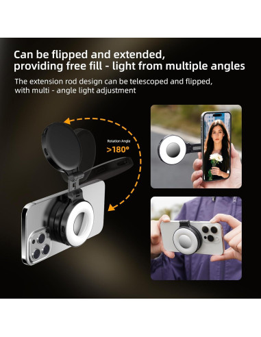 Luz de Selfie Magnética Flymile con Soporte y Espejo Blanco
