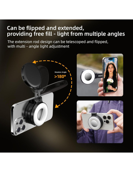 Luz de Selfie Magnética Flymile con Soporte y Espejo Blanco