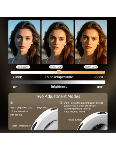 Luz de Selfie Magnética Flymile con Soporte y Espejo Blanco