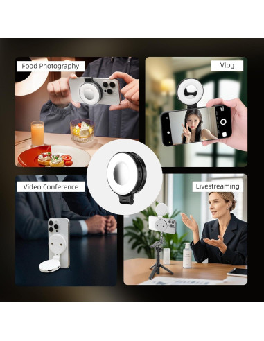 Luz de Selfie Magnética Flymile con Soporte y Espejo Blanco