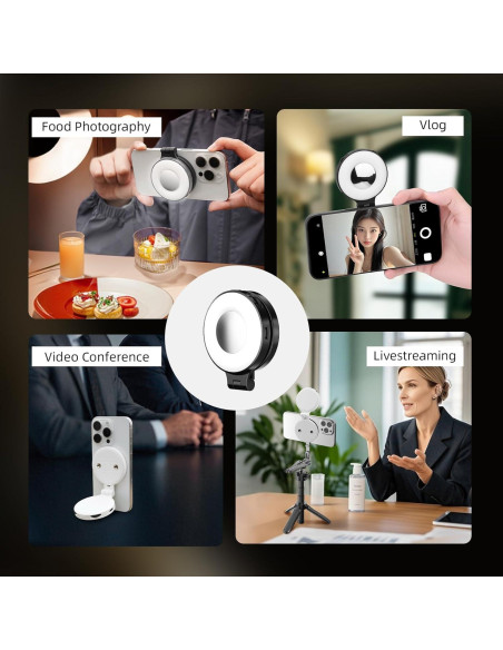 Luz de Selfie Magnética Flymile con Soporte y Espejo Blanco