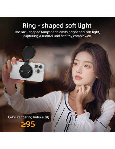 Luz de Selfie Magnética Flymile con Soporte y Espejo Blanco