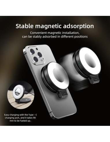 Luz de Selfie Magnética Flymile con Soporte y Espejo Blanco