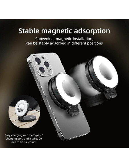 Luz de Selfie Magnética Flymile con Soporte y Espejo Blanco