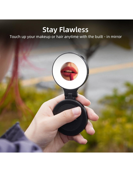 Luz de Selfie Magnética Flymile con Soporte y Espejo Blanco
