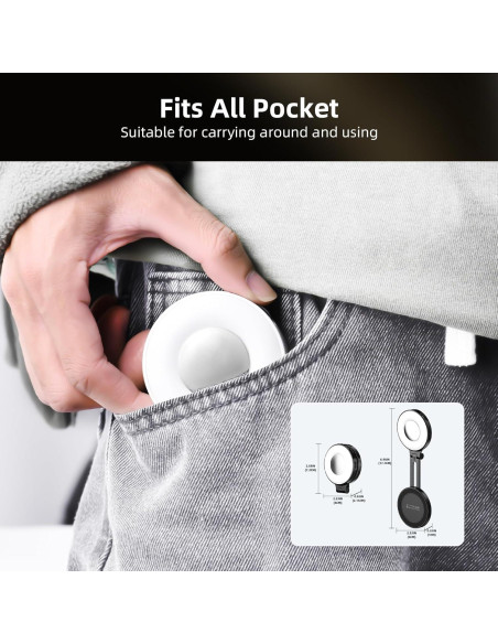 Luz de Selfie Magnética Flymile con Soporte y Espejo Blanco