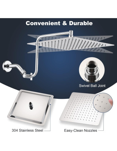 Cabezal de Ducha de Lluvia PDPBath 30 cm Acero Inoxidable Cromo