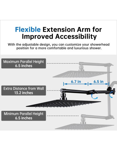 Cabezal de Ducha G-Promise 10" Metal Negro Mate Combo