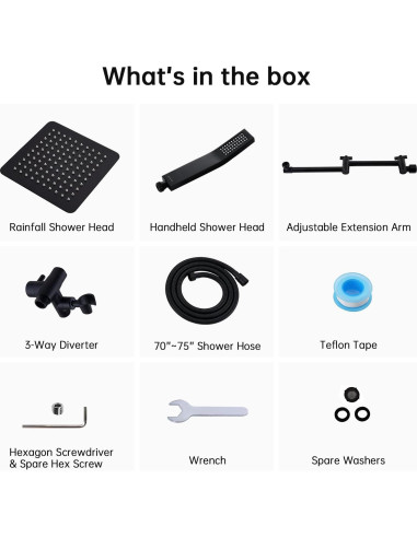 Cabezal de Ducha G-Promise 10" Metal Negro Mate Combo