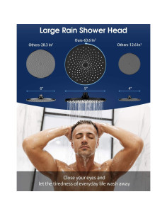Cabezal de Ducha de Lluvia VMASSTONE 22,86 cm Alta Presión 2