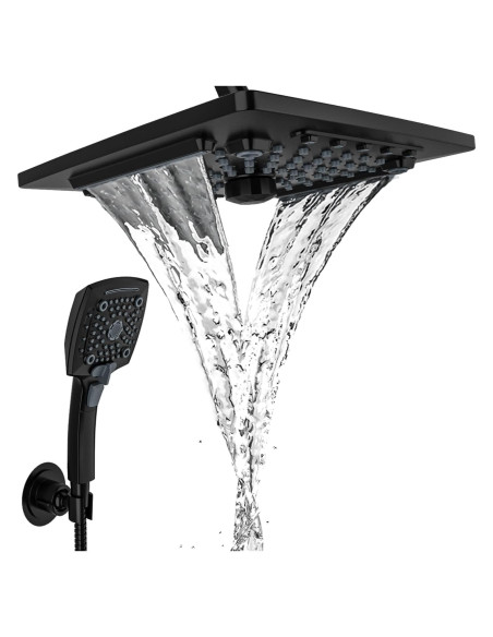 Cabezal de Ducha ELLO&ALLO 10" Negro Mate con Manguera 152 cm Cabezal de Ducha ELLO&ALLO 10" Negro Mate con Manguera 152 cm