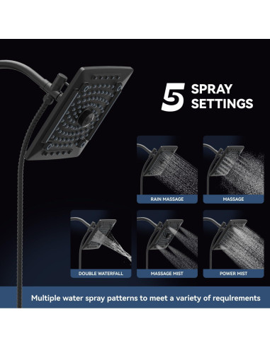 Cabezal de Ducha ELLO&ALLO 10" Negro Mate con Manguera 152 cm