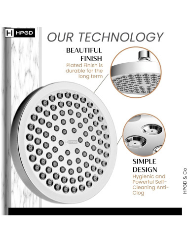 Cabezal de Ducha HPGD 6" Alta Presión Cromo Antitaponamiento