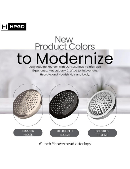 Cabezal de Ducha HPGD 6" Alta Presión Cromo Antitaponamiento