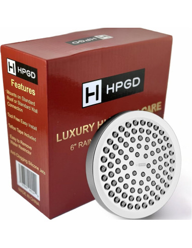 Cabezal de Ducha HPGD 6" Alta Presión Cromo Antitaponamiento