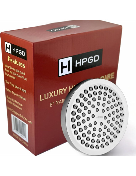 Cabezal de Ducha HPGD 6" Alta Presión Cromo Antitaponamiento