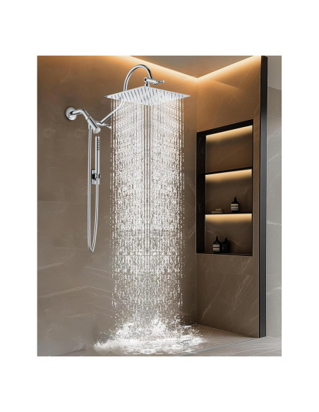 Combo Ducha Doble MakeFit Metal 10" Lluvia y Mano Cromo