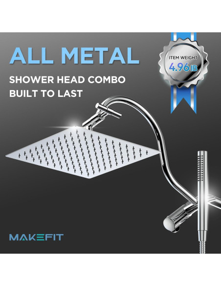 Combo Ducha Doble MakeFit Metal 10" Lluvia y Mano Cromo