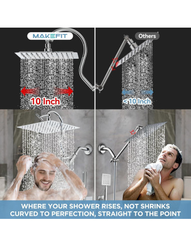 Combo Ducha Doble MakeFit Metal 10" Lluvia y Mano Cromo
