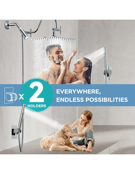 Combo Ducha Doble MakeFit Metal 10" Lluvia y Mano Cromo