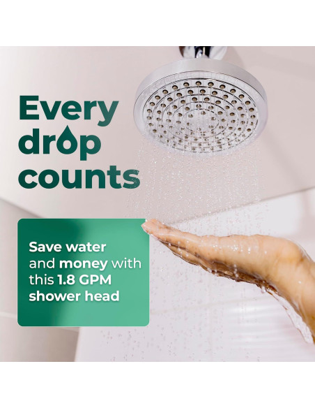 Cabezal de Ducha Ahorra Agua Winthorpe 6,81 L/min Cromo