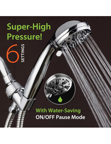 Ducha de Mano AquaDance Cromo 6 Configuraciones 1,52 m