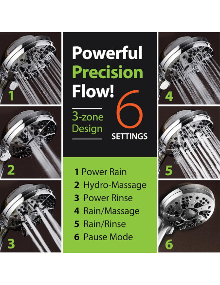 Ducha de Mano AquaDance Cromo 6 Configuraciones 1,52 m