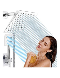 Cabezal de Ducha Doble Wosaisius 6'' Alta Presión Cromo