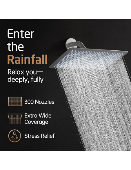 Cabezal de Ducha Rectangular KES 30 cm Acero Cepillado 300 Boquillas