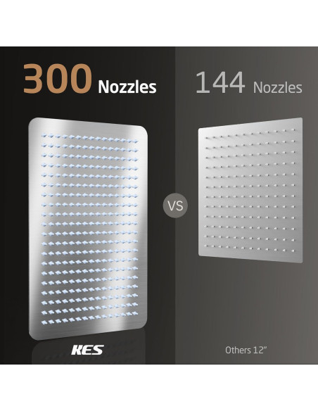 Cabezal de Ducha Rectangular KES 30 cm Acero Cepillado 300 Boquillas