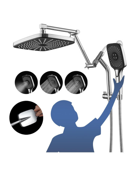 Cabezal de Ducha de Lluvia Psylc 12" Cromo Pulido Doble