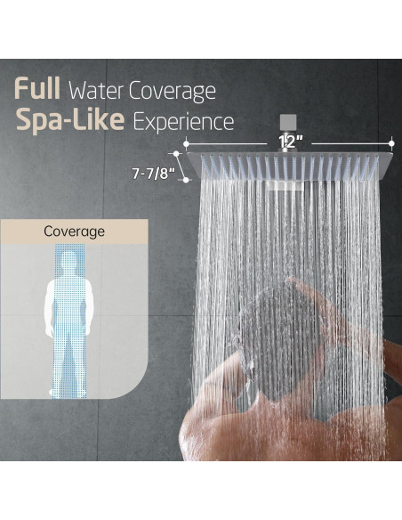 Cabezal de Ducha Rectangular KES 30 cm Acero Cepillado 300 Boquillas