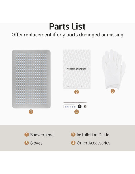 Cabezal de Ducha Rectangular KES 30 cm Acero Cepillado 300 Boquillas