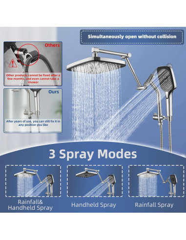 Cabezal de Ducha de Lluvia Psylc 12" Cromo Pulido Doble