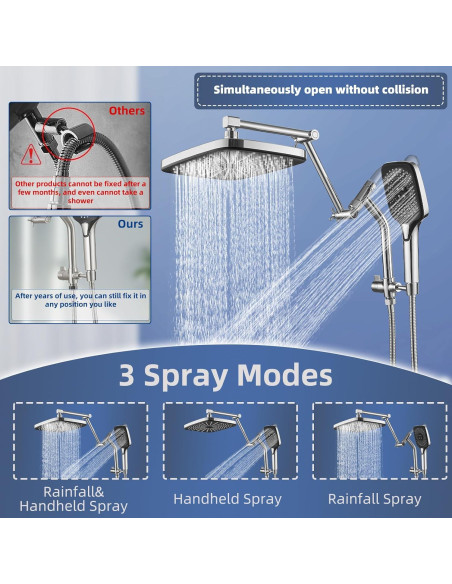 Cabezal de Ducha de Lluvia Psylc 12" Cromo Pulido Doble