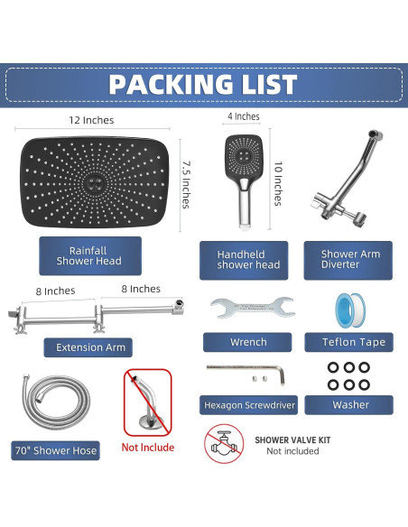 Cabezal de Ducha de Lluvia Psylc 12" Cromo Pulido Doble