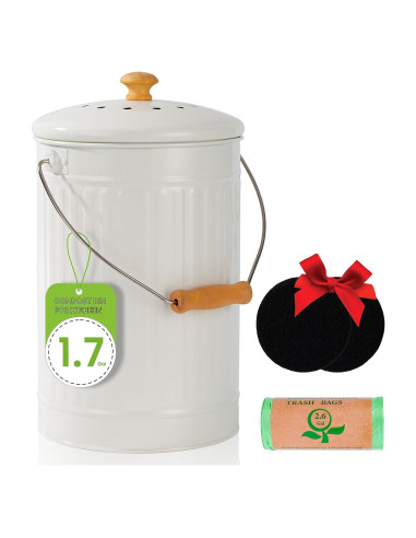 Cubo de Compostaje TreaHome 1.7 Galones Blanco Sin Olores