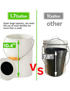 Cubo de Compostaje TreaHome 1.7 Galones Blanco Sin Olores 2